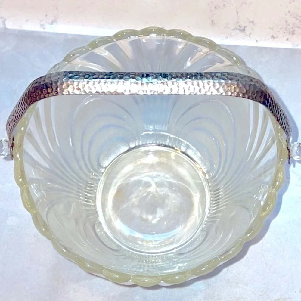Frosted Crystal Ice Bucket Vintage Cambridge Glass Co. Caprice Circa 1940-1950